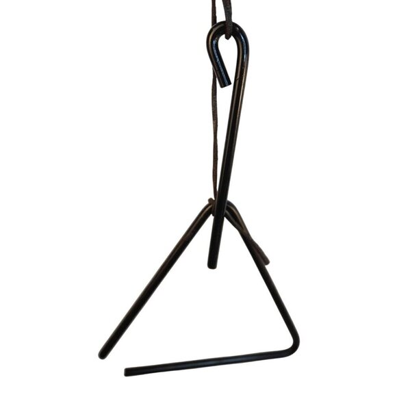 Iron Triangle Dinner Bell With Leather Hanging Strap Black 9x9 inch Country Farm - Picture 2 of 9